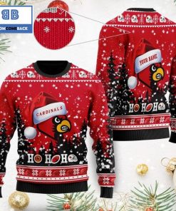 louisville cardinals ncaa santa claus hat ho ho ho 3d custom name ugly christmas sweater 2 aYlHV
