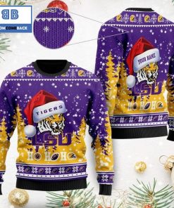 lsu tigers ncaa santa claus hat ho ho ho 3d custom name ugly christmas sweater 2 bw2Lh