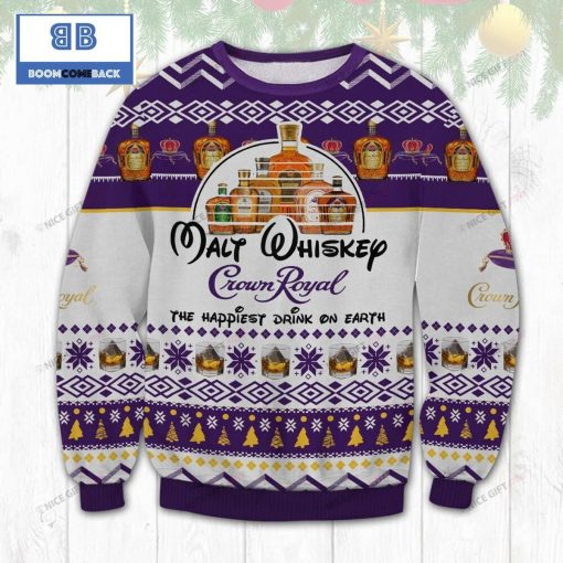 Malt Whiskey Crown Royal The Happiest Dink On Earth Christmas 3D Sweater