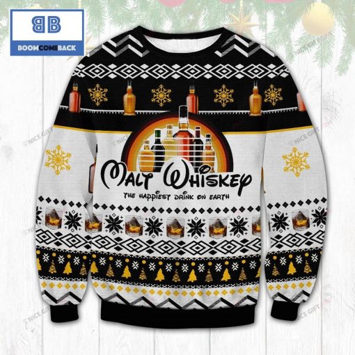 Malt Whiskey The Happiest Dink On Earth Christmas Ugly Sweater