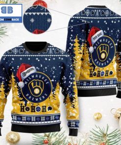 milwaukee brewers santa claus hat ho ho ho 3d custom name ugly christmas sweater 2 qkH5J