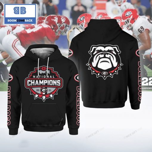 NCAAF Georgia Bulldogs National Champions 2021 Black 3D Hoodie