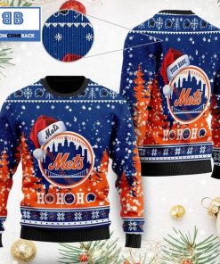 new york mets santa claus hat ho ho ho 3d custom name ugly christmas sweater 2 AcGy2