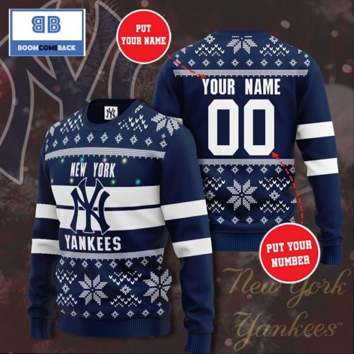 New York Yankees MLB Custom Name And Number Christmas Ugly Sweater