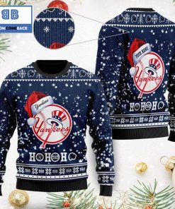 new york yankees santa claus hat ho ho ho 3d custom name ugly christmas sweater 3 lGNku