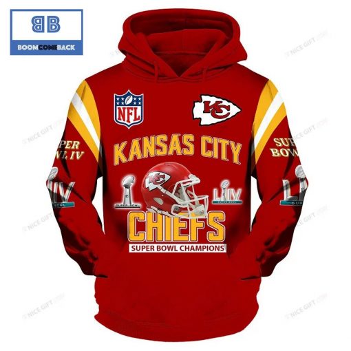 NFL Kansas City Chiefs Super Bowl Champions Red 3D Hoodie