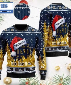 notre dame fighting irish ncaa santa claus hat ho ho ho 3d custom name ugly christmas sweater 2 59K1R