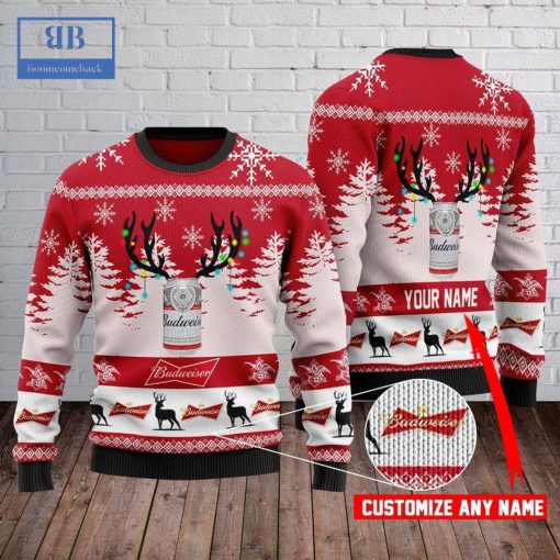 Personalized Name Budweiser Ver 3 Ugly Christmas Sweater