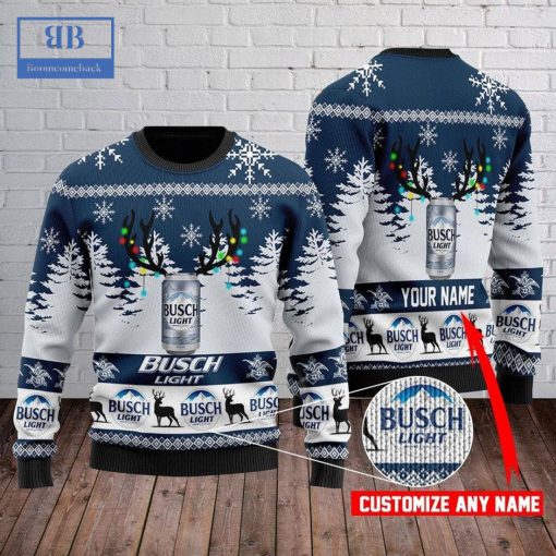 Personalized Name Busch Light Ver 2 Ugly Christmas Sweater - Boomcomeback