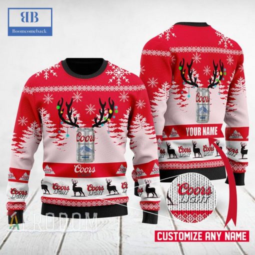 Personalized Name Coors Light Ugly Christmas Sweater - Boomcomeback