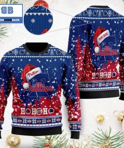 philadelphia phillies santa claus hat ho ho ho 3d custom name ugly christmas sweater 2 C0N4M