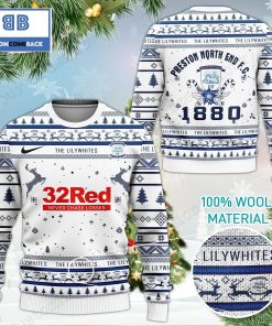 preston north end fc the lilywhites 3d ugly christmas sweater 2 LhF4M