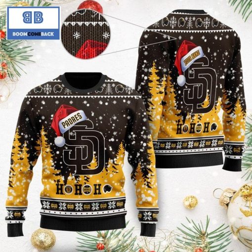 San Diego Padres Santa Claus Hat Ho Ho Ho 3D Custom Name Ugly Christmas Sweater