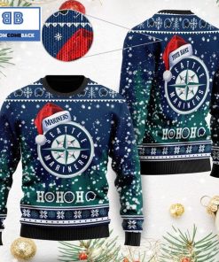 seattle mariners santa claus hat ho ho ho 3d custom name ugly christmas sweater 3 FxM15
