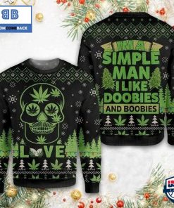 skull im a simple man i like doobies and boobies ugly sweater 3 Pl1BB