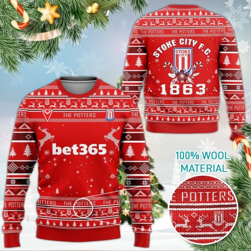 Stoke City FC The Potters 3D Ugly Christmas Sweater