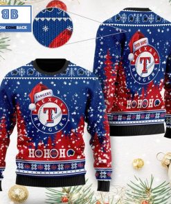 texas rangers santa claus hat ho ho ho 3d custom name ugly christmas sweater 2 hOq46