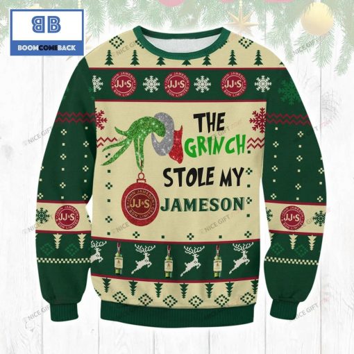 The Grinch Stole My Jameson Irish Whiskey Christmas 3D Sweater