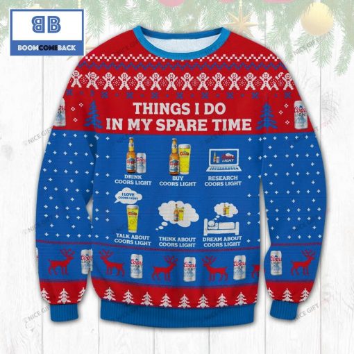 Things I Do In My Spare Time Coors Light Beer Christmas Ugly Sweater