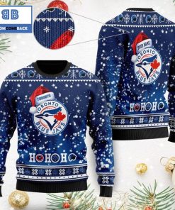 toronto blue jays santa claus hat ho ho ho 3d custom name ugly christmas sweater 3 QZ3Uv