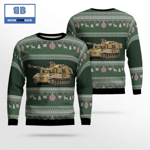 US Army M109a6 Paladin Self-propelled Howitzer Ugly Christmas Sweater