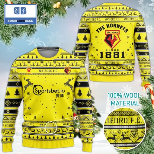 Watford FC The Hornets Since 1881 Christmas 3D Ugly Sweater