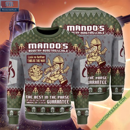 Baby Yoda x Mandalorian Mando’S Bounty Hunting Ugly Christmas Sweater