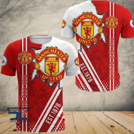 Manchester United The Red Devils 3D Hoodie Zip Hoodie Bomber T-Shirt