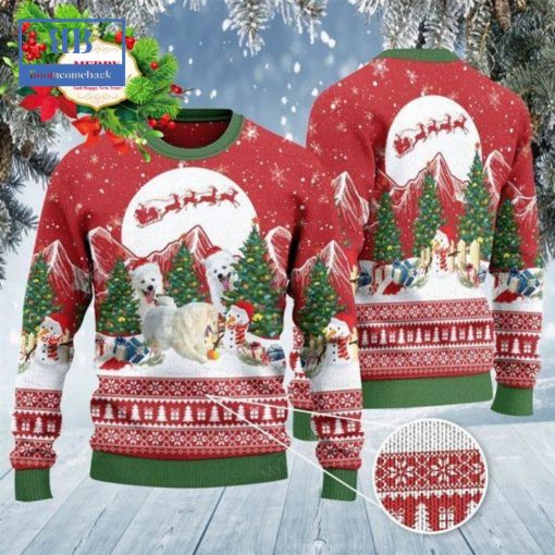 American Eskimo Christmas Tree Snowman Ugly Christmas Sweater
