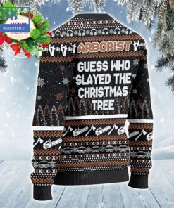 arborist guess who slayed the christmas tree ugly christmas sweater 5 YyCv9