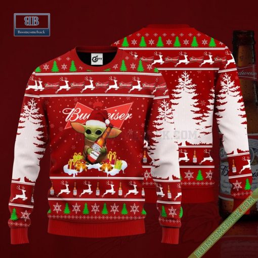 Baby Yoda Hug Budweiser Ugly Christmas Sweater