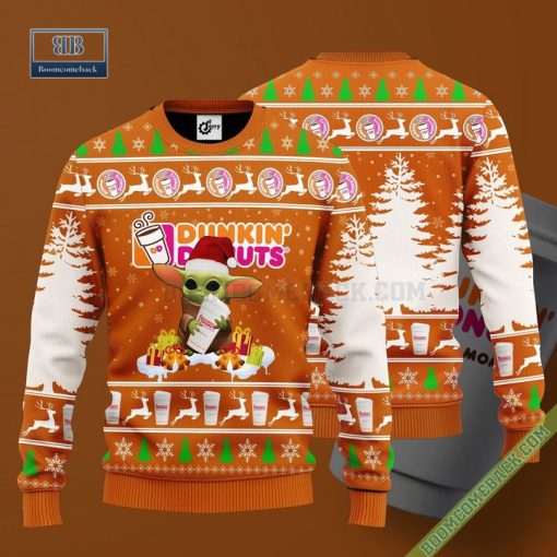 Baby Yoda Hug Dunkin Donuts Ugly Christmas Sweater