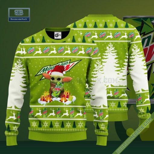 Baby Yoda Hug Mountain Dew Ugly Christmas Sweater
