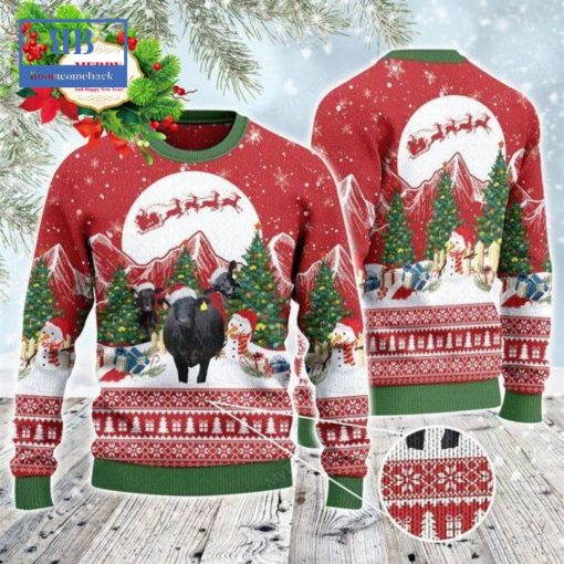 Black Angus Christmas Tree Snowman Style 2 Ugly Christmas Sweater