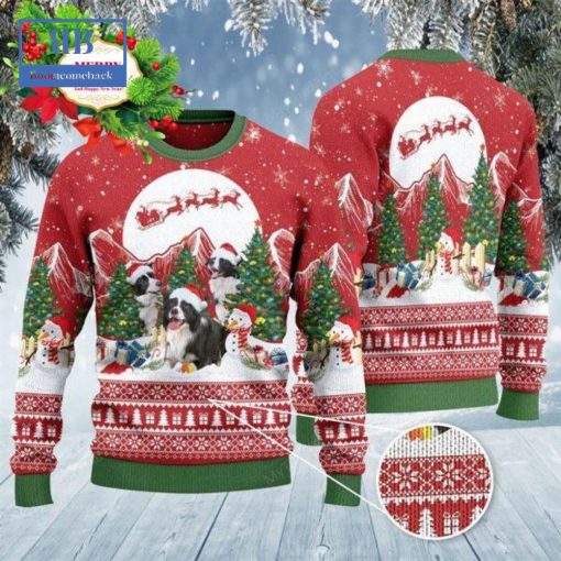 Border Collie Christmas Tree Snowman Ugly Christmas Sweater