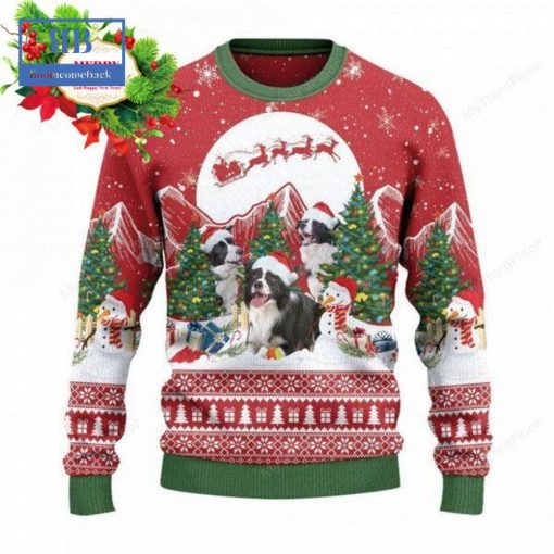 Border Collie Christmas Tree Snowman Ugly Christmas Sweater