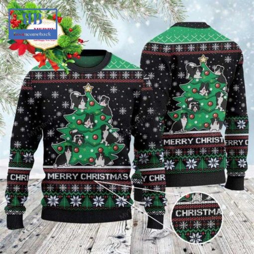 Border Collie Christmas Tree Ugly Christmas Sweater