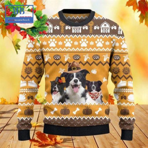 Border Collie Thanksgiving Gift Ugly Christmas Sweater