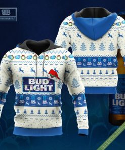 Bud Light Santa Hat Christmas Ugly Christmas Sweater Hoodie Zip Hoodie Bomber Jacket