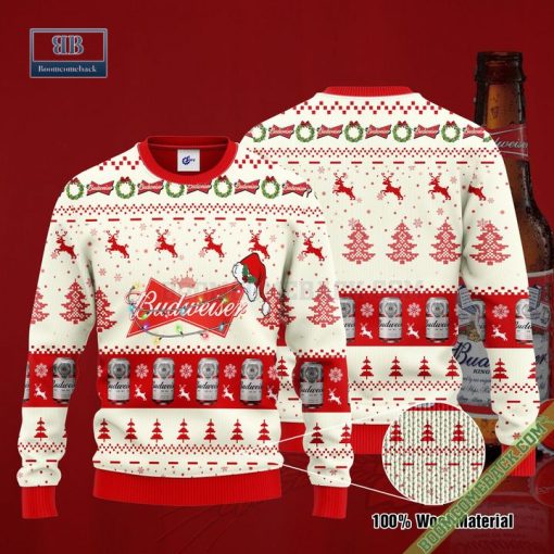 Budweiser Santa Hat Christmas Ugly Christmas Sweater Hoodie Zip Hoodie Bomber Jacket