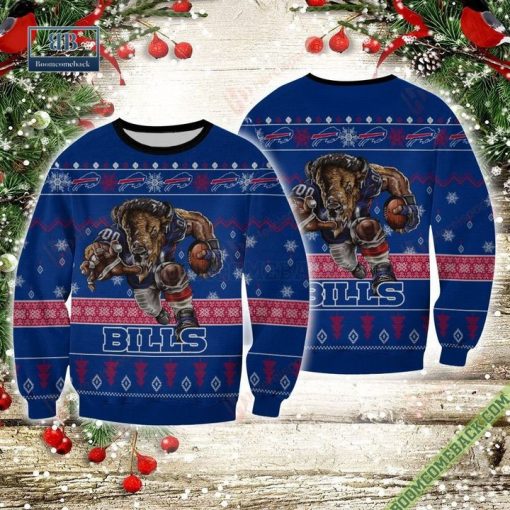Buffalo Bills Billy Mascot Rushing Ugly Sweater