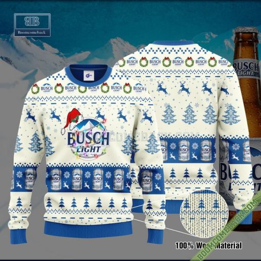 Busch Light Santa Hat Christmas Ugly Christmas Sweater Hoodie Zip Hoodie Bomber Jacket