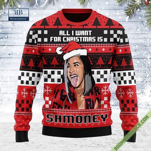 Cardi B Shmoney Ugly Christmas Sweater