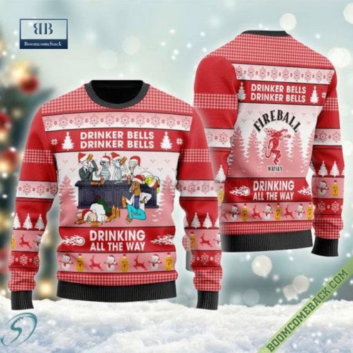 Cartoon Characters Drinker Bells Fireball Ugly Christmas Sweater