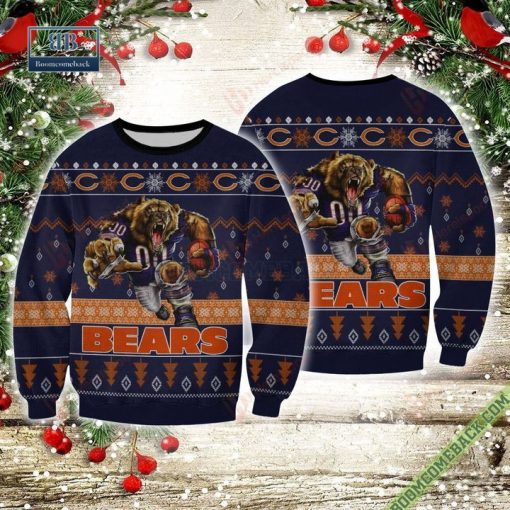 Chicago Bears Staley Da Bear Mascot Rushing Ugly Sweater