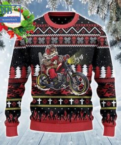 christian biker i ride with jesus ugly christmas sweater 3 YixFp