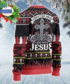 christian biker i ride with jesus ugly christmas sweater 5 P4i6d