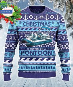 christmas is better on a pontoon ugly christmas sweater 3 veGc5