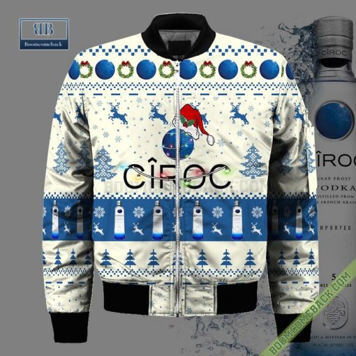 CIROC Santa Hat Christmas Ugly Christmas Sweater Hoodie Zip Hoodie Bomber Jacket