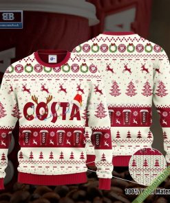 Costa Coffee Santa Hat Christmas Ugly Christmas Sweater Hoodie Zip Hoodie Bomber Jacket